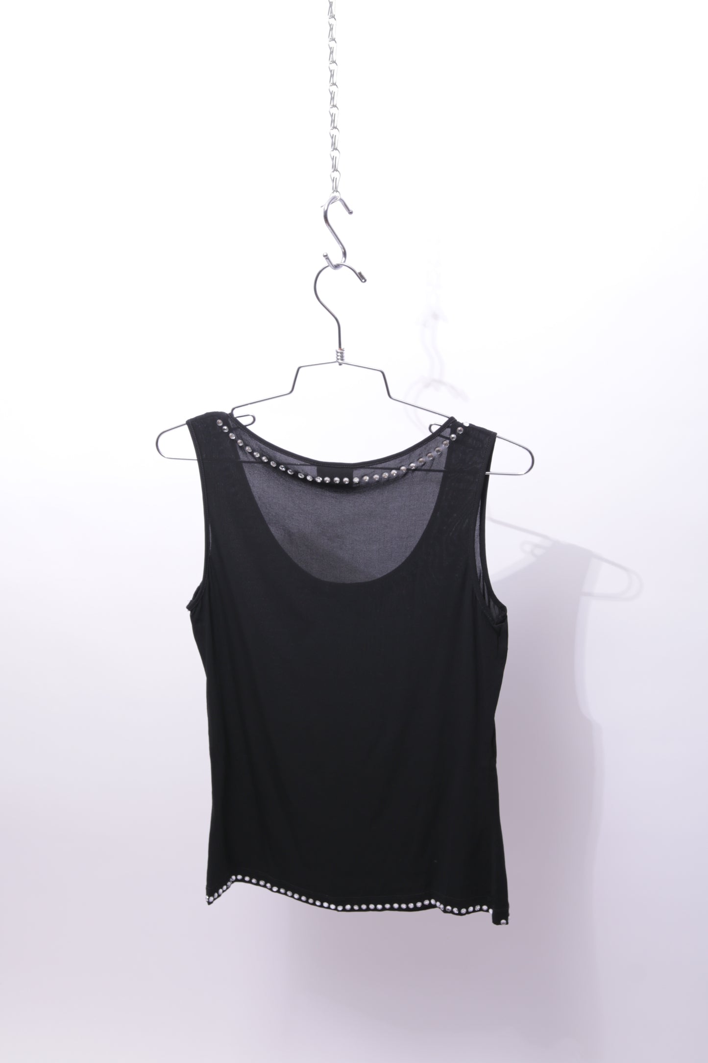 D&G black sheer top with rhinestones around the neck line