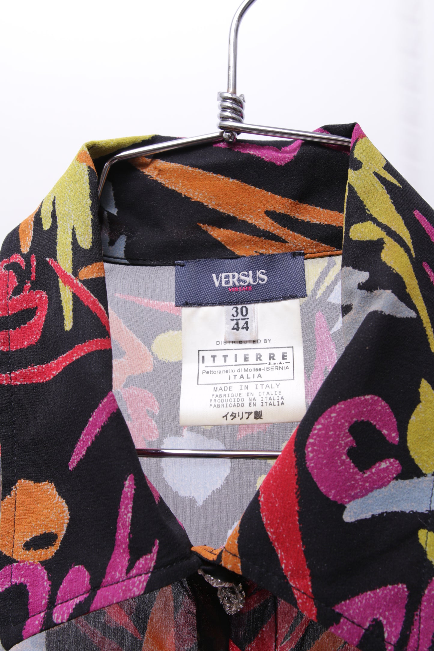 Versus versace colorful sheer button up blouse