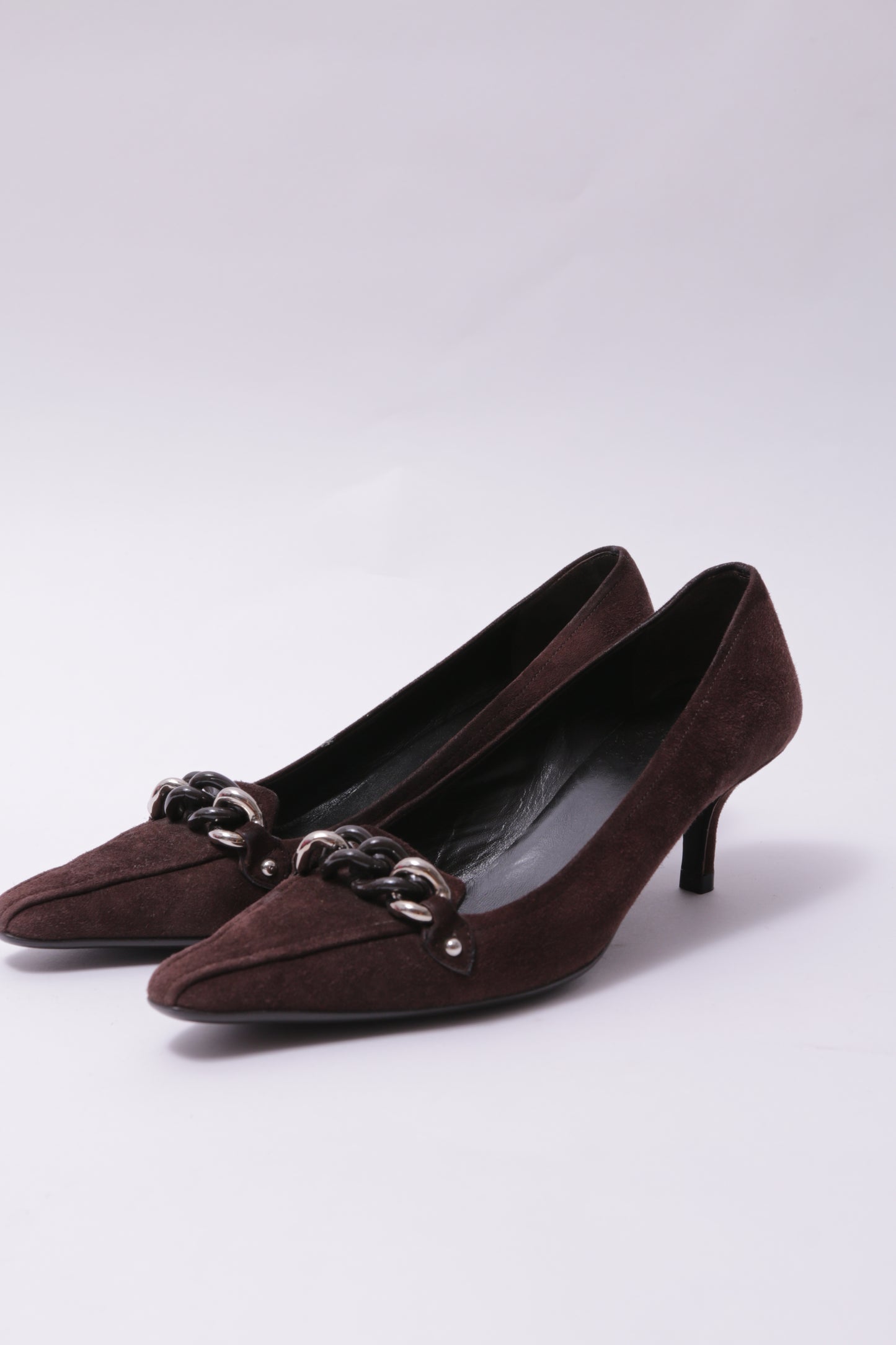 Prada 90’s brown suede kitten heel