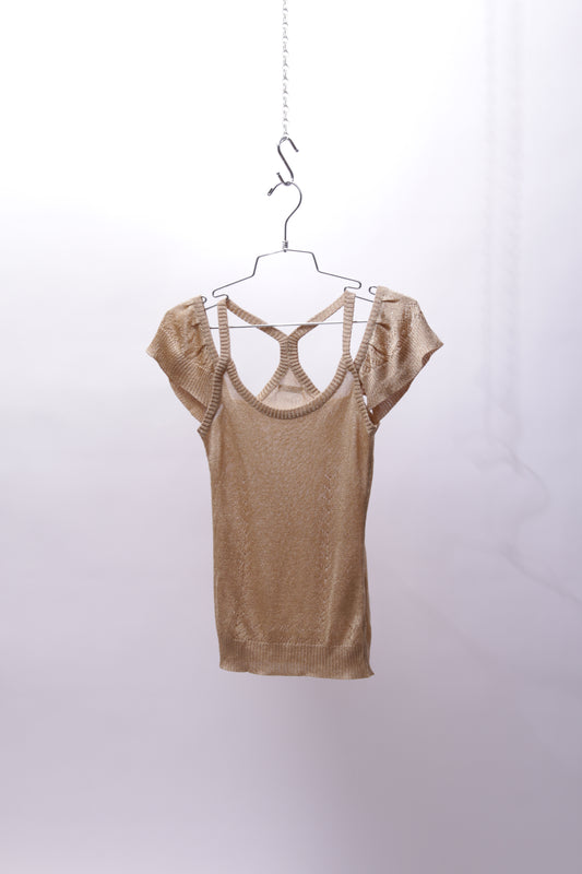 Dolce and Gabbana knitted top in gold and lurex