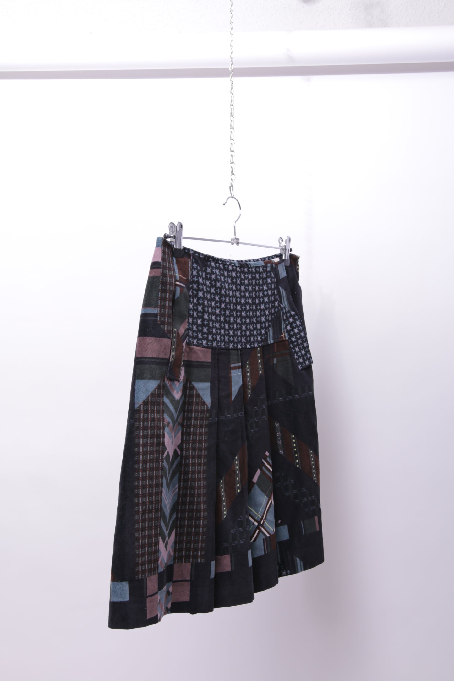 Kenzo velvet mixed prints pleated skirt