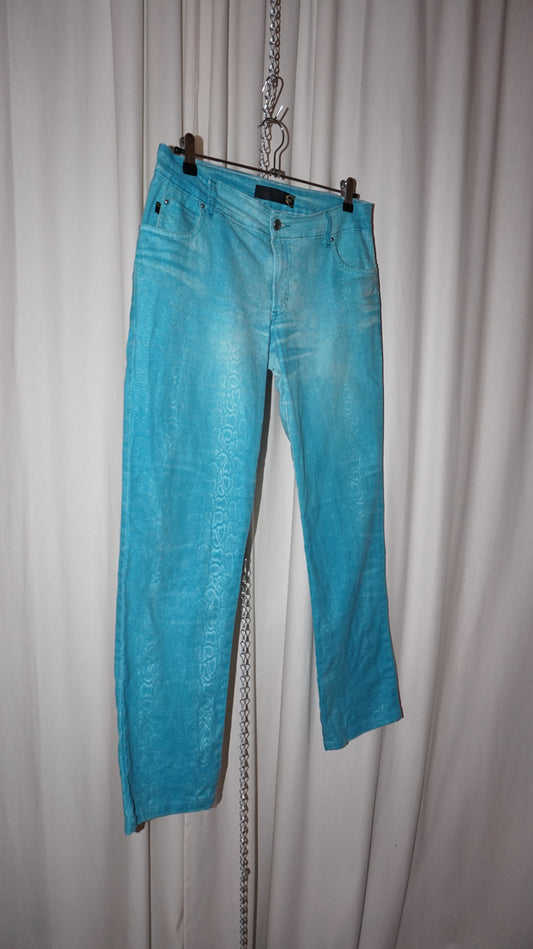 Just Cavalli cyan washed printed pants