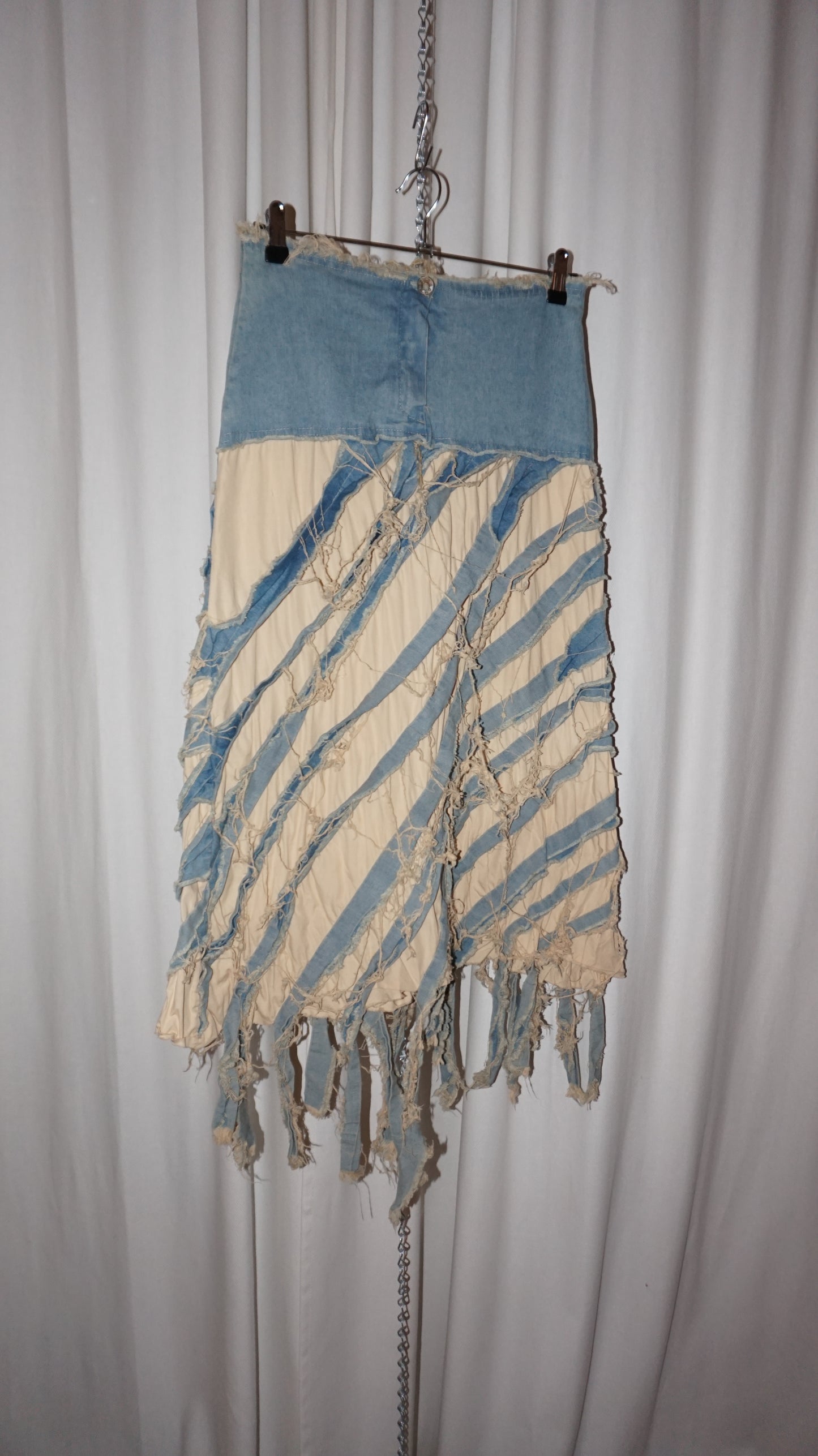 00's discurded denim and cotton long skirt