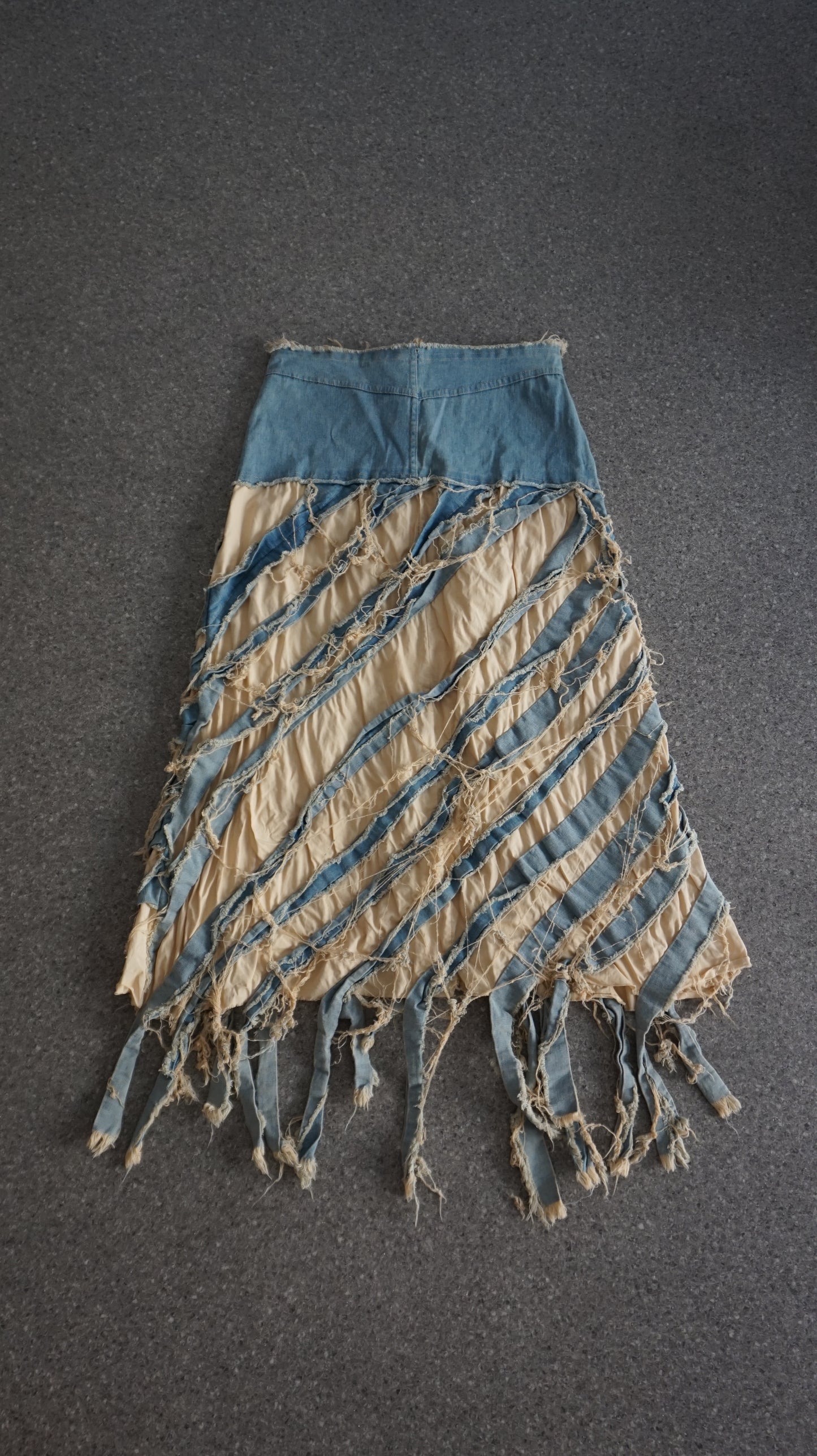 00's discurded denim and cotton long skirt