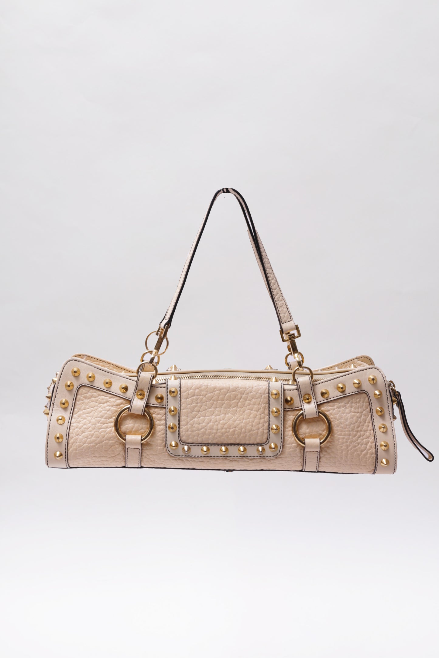 Tanner Krolle wide leather handbag with gold studs