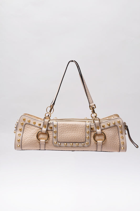 Tanner Krolle wide leather handbag with gold studs