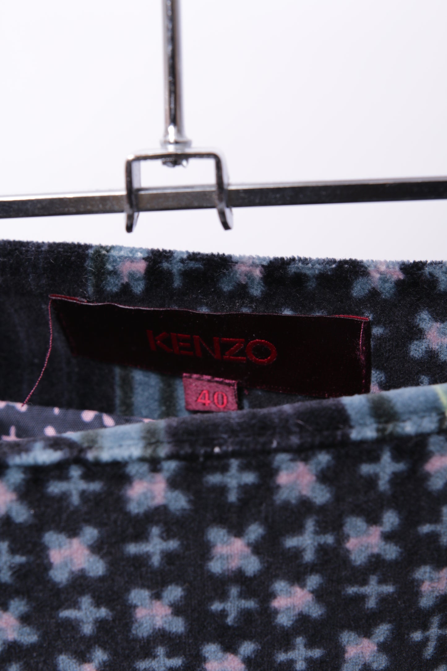 Kenzo velvet mixed prints pleated skirt