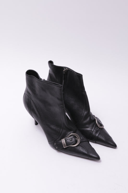 Galliano for Dior 2006 leather bootcut heels