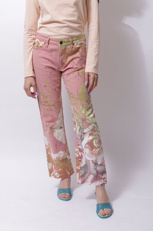 JUST CAVALLI 2000's floral print denim pants