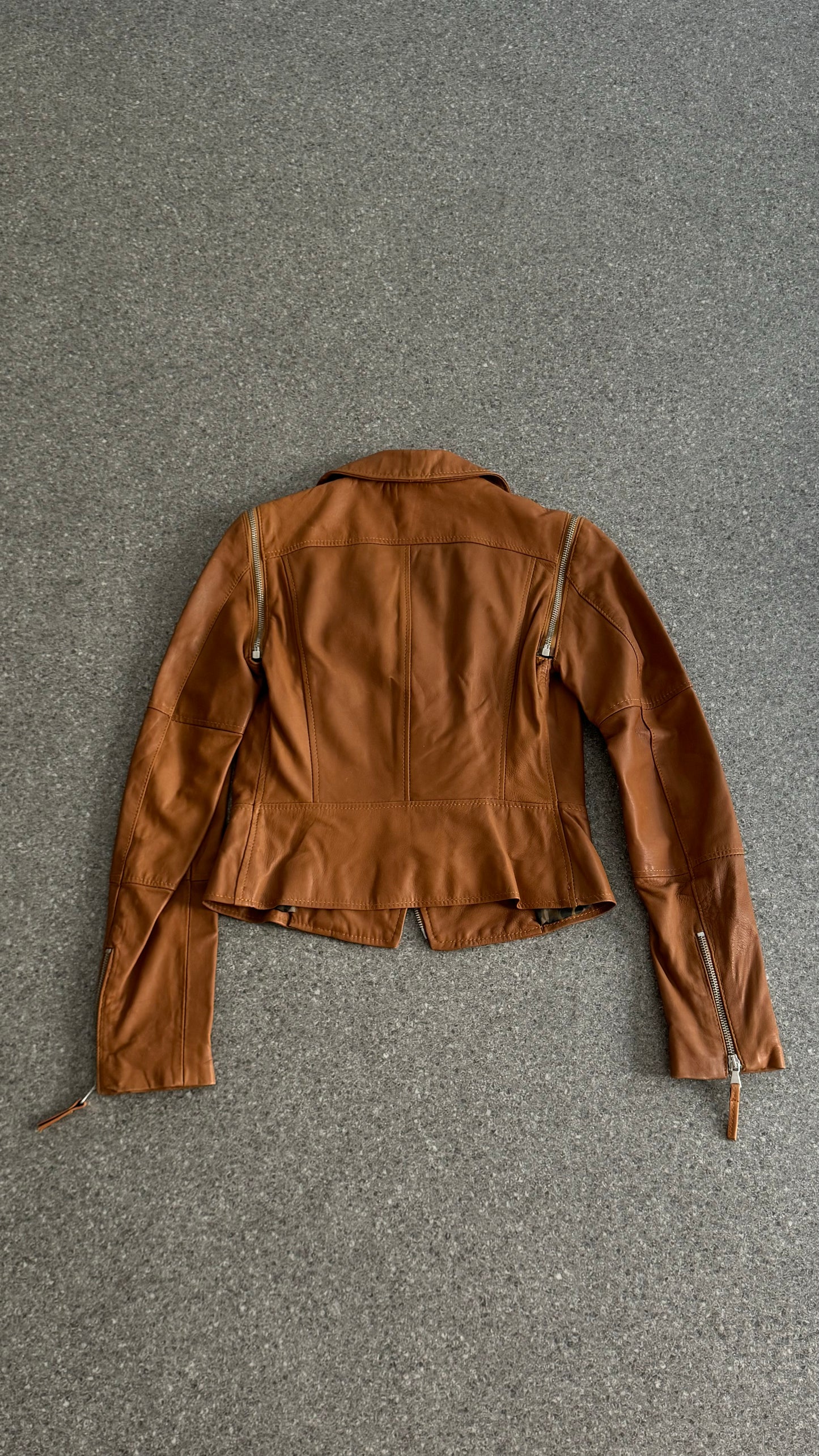 Denny rose zipper leather jacket