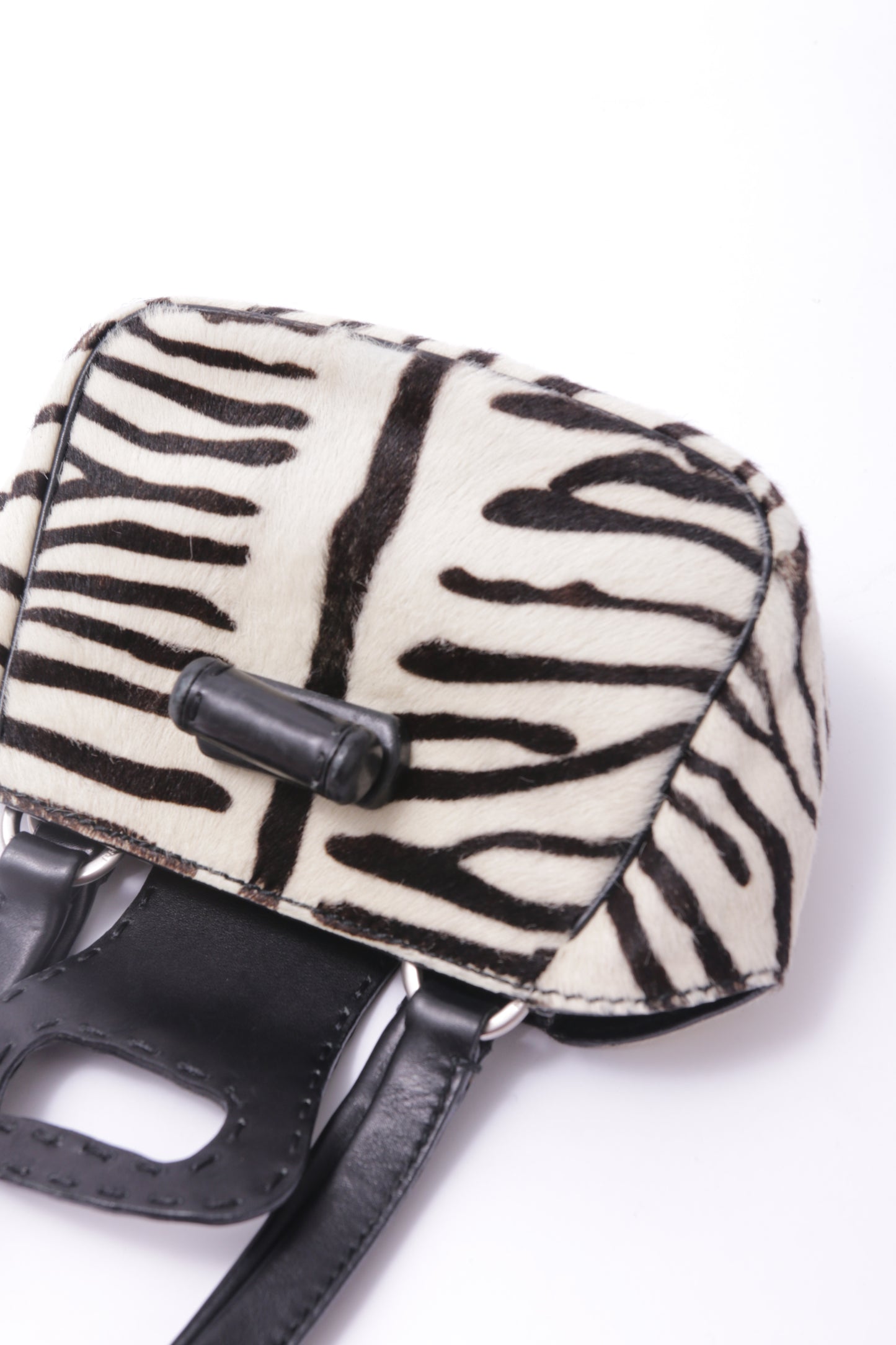 Prada 2003 furry leather mini bag zebra print