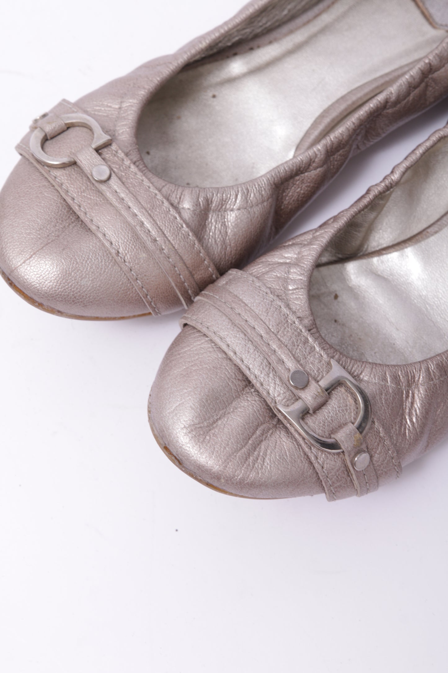 Dior CD silver metallic ballet flats