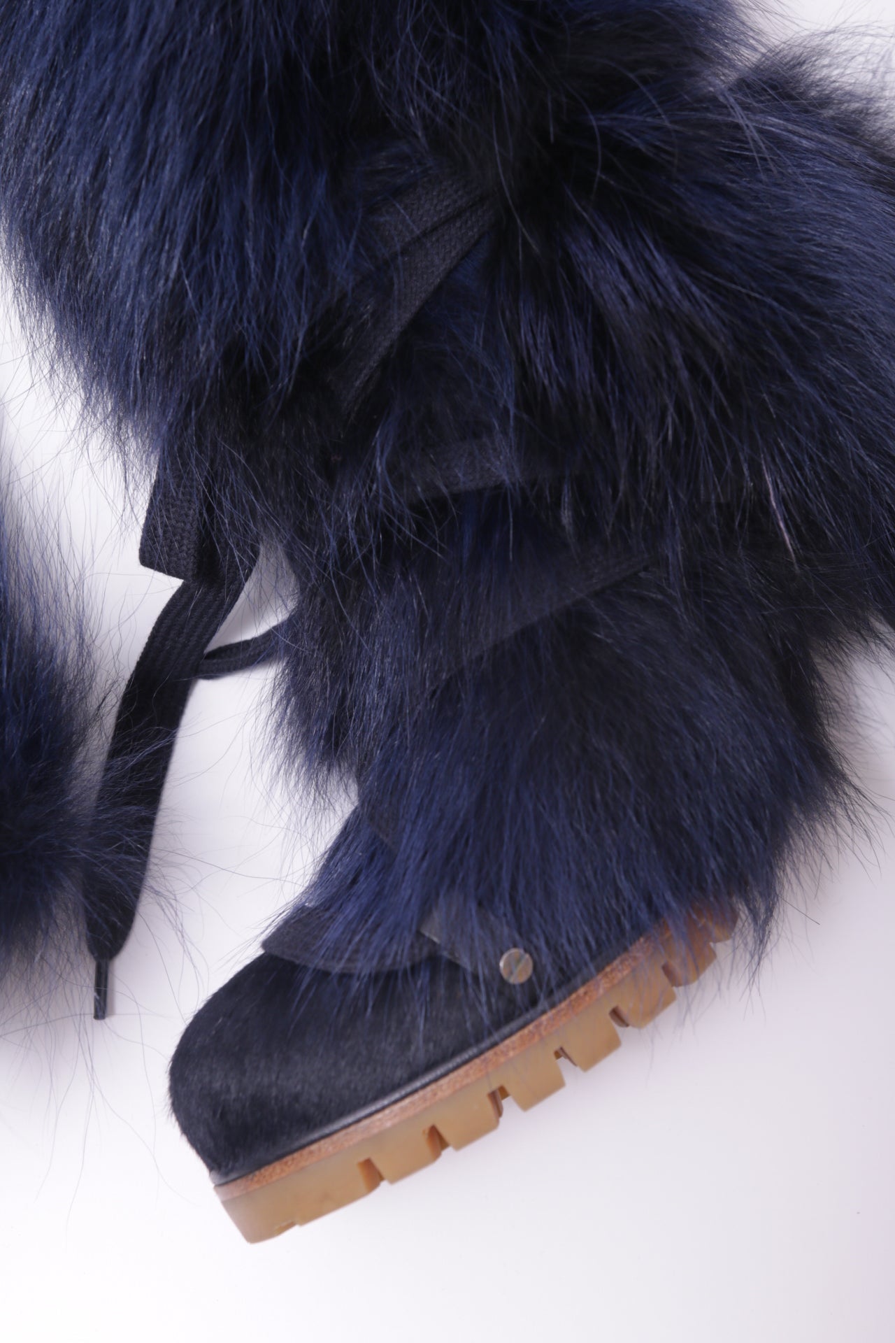 Chloe mink fur boots with ties at the front part