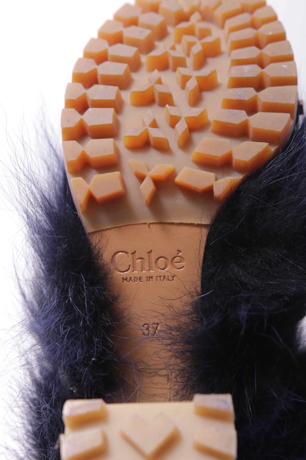 Chloe mink fur boots with ties at the front part