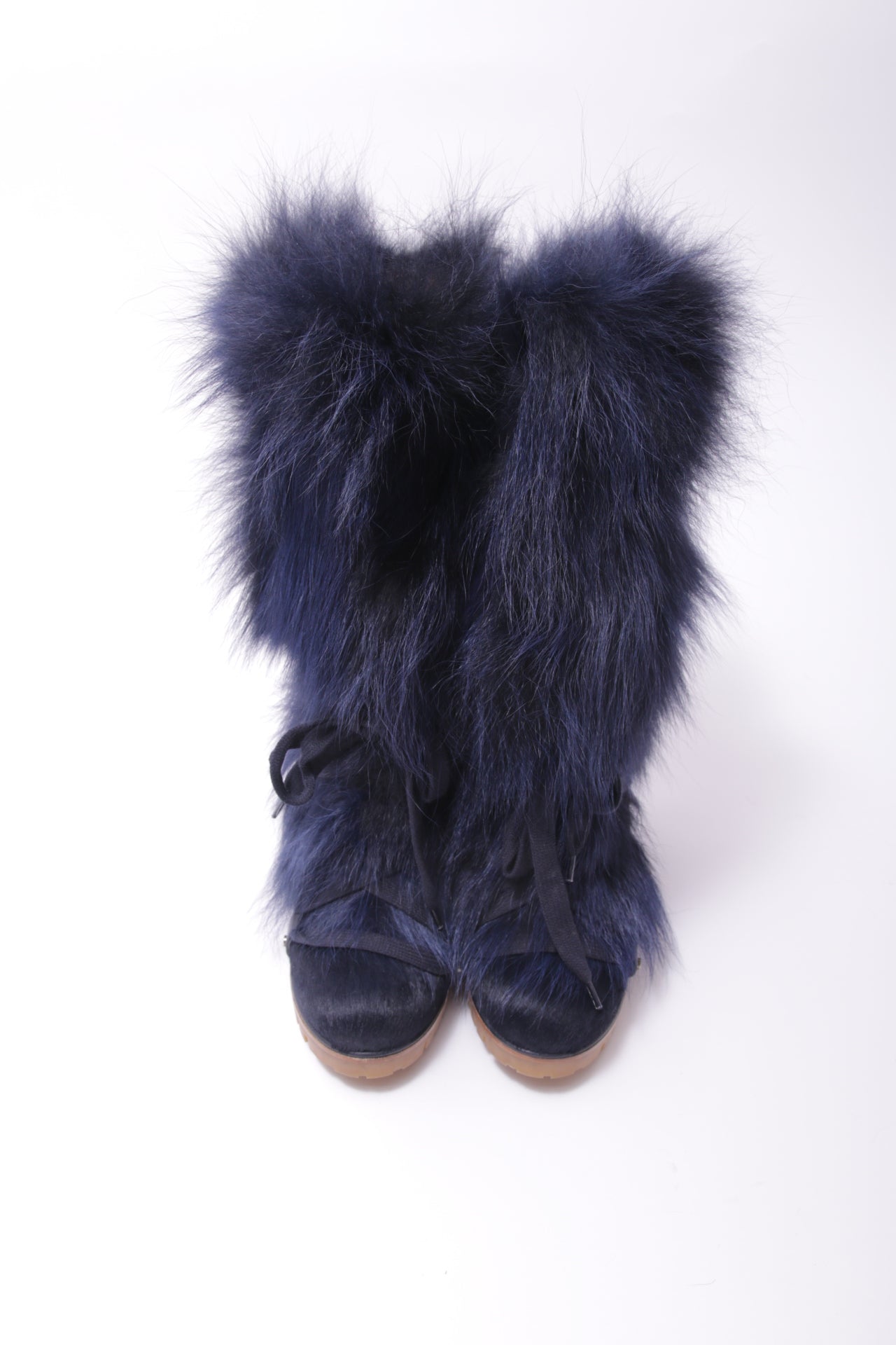 Chloe mink fur boots with ties at the front part