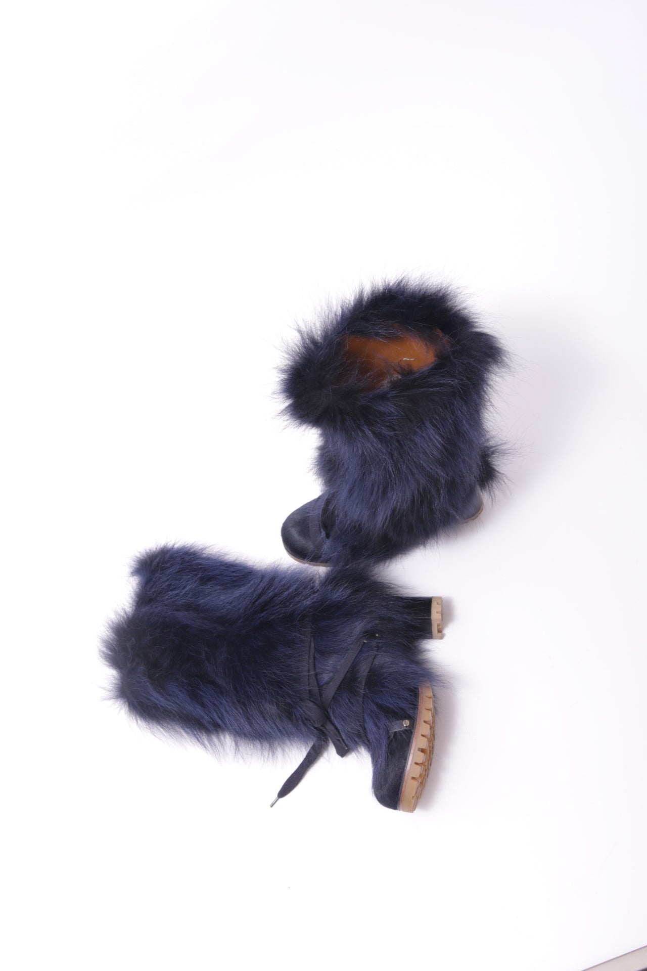 Chloe mink fur boots with ties at the front part