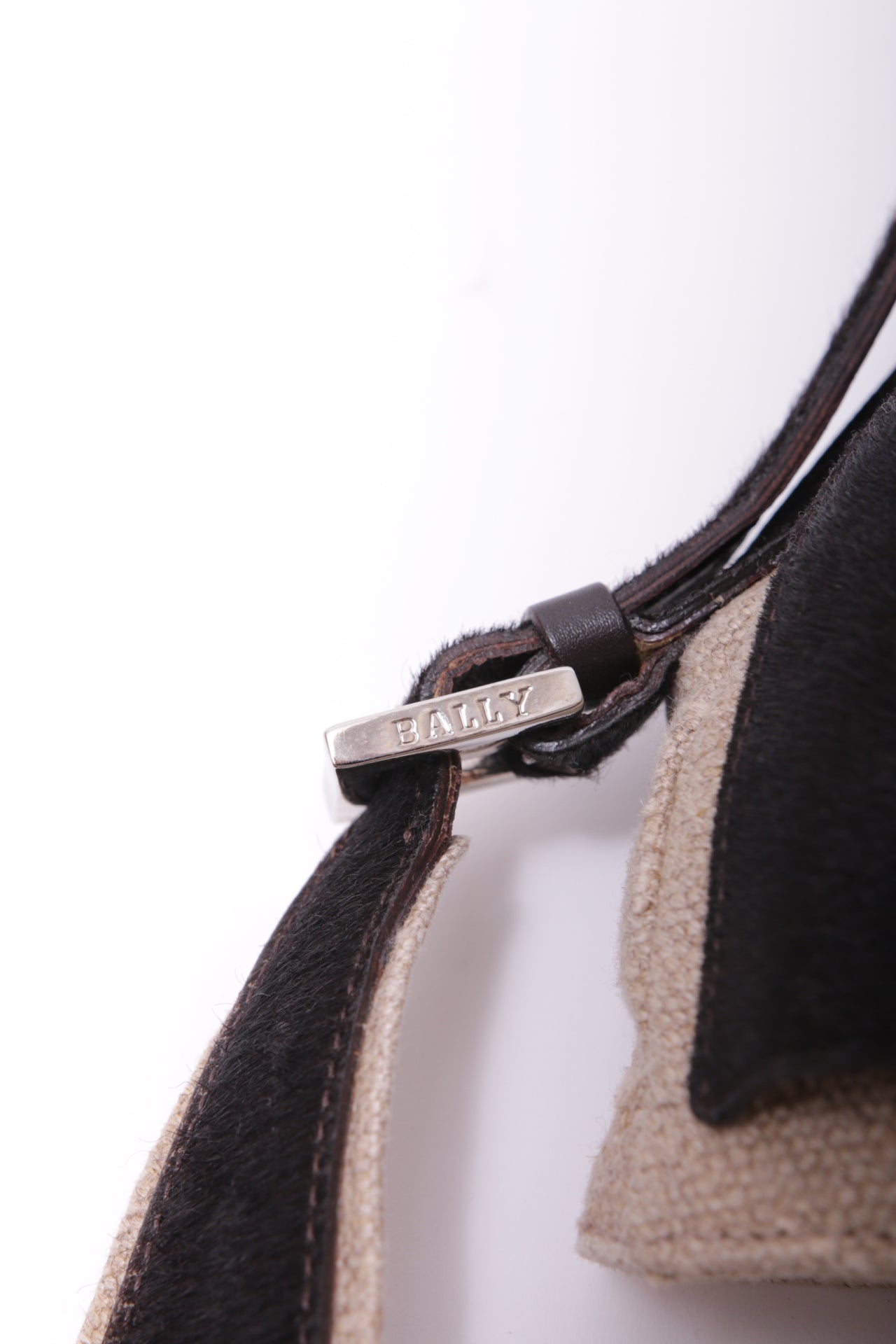 Bally canvas and furry leather crossbody bag