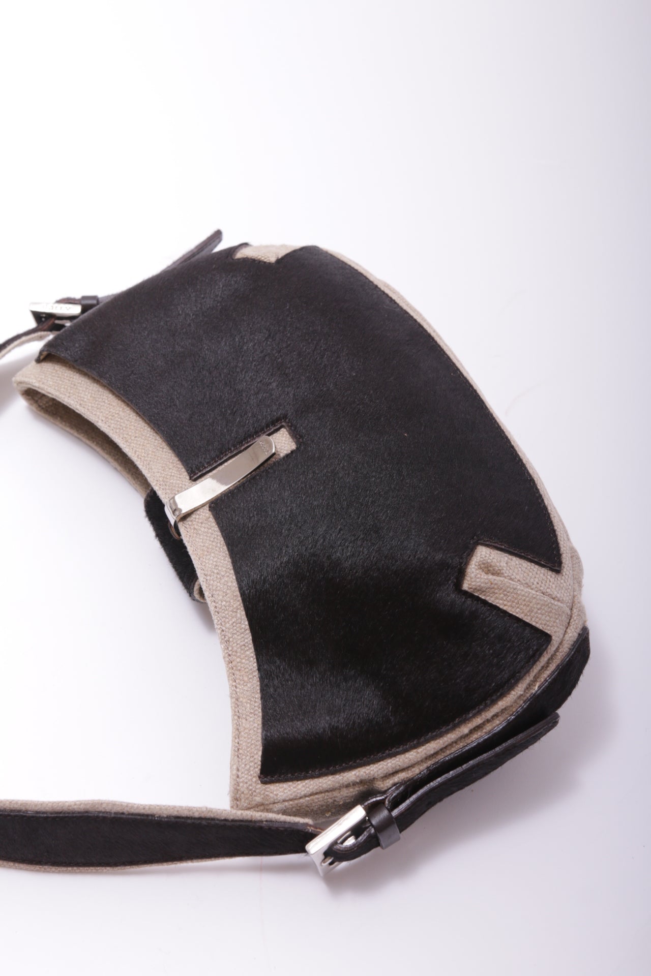 Bally canvas and furry leather crossbody bag