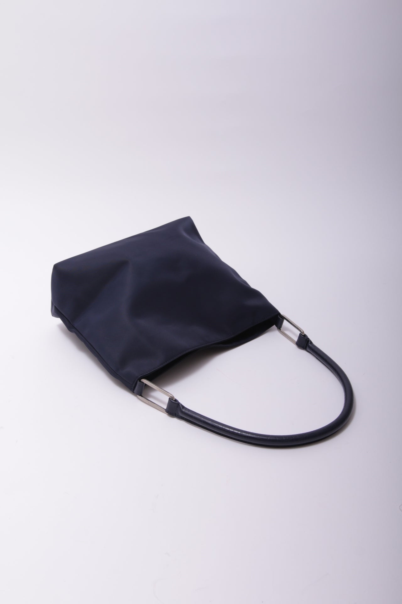 Max Mara nylon shoulder bag with textured leather handle