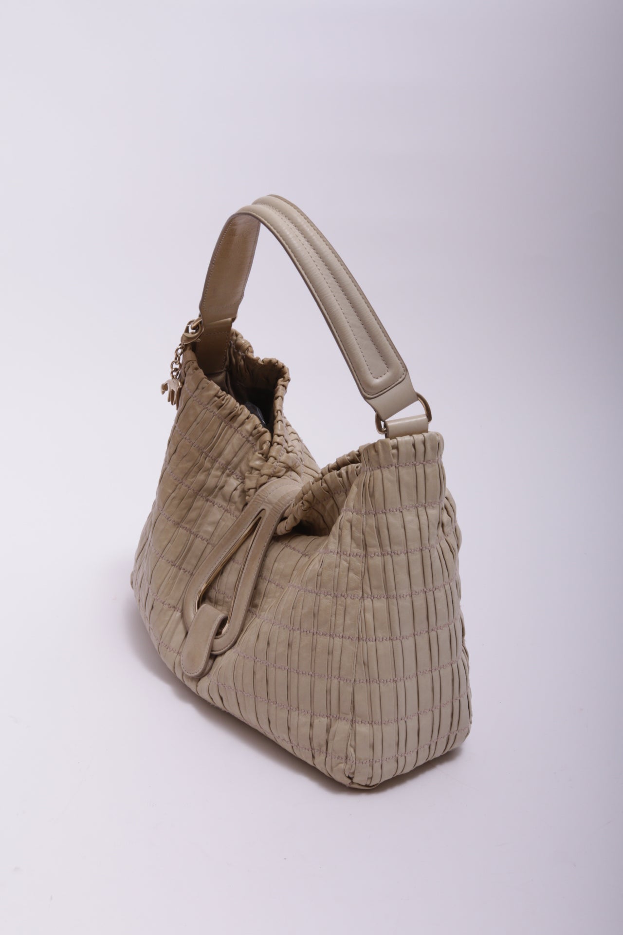 Bally textured leather shoulder bag in beige