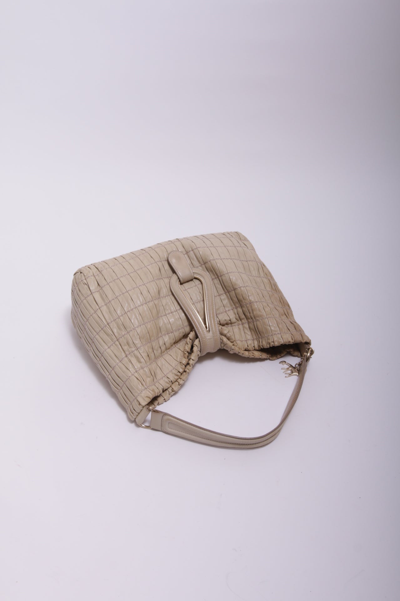 Bally textured leather shoulder bag in beige