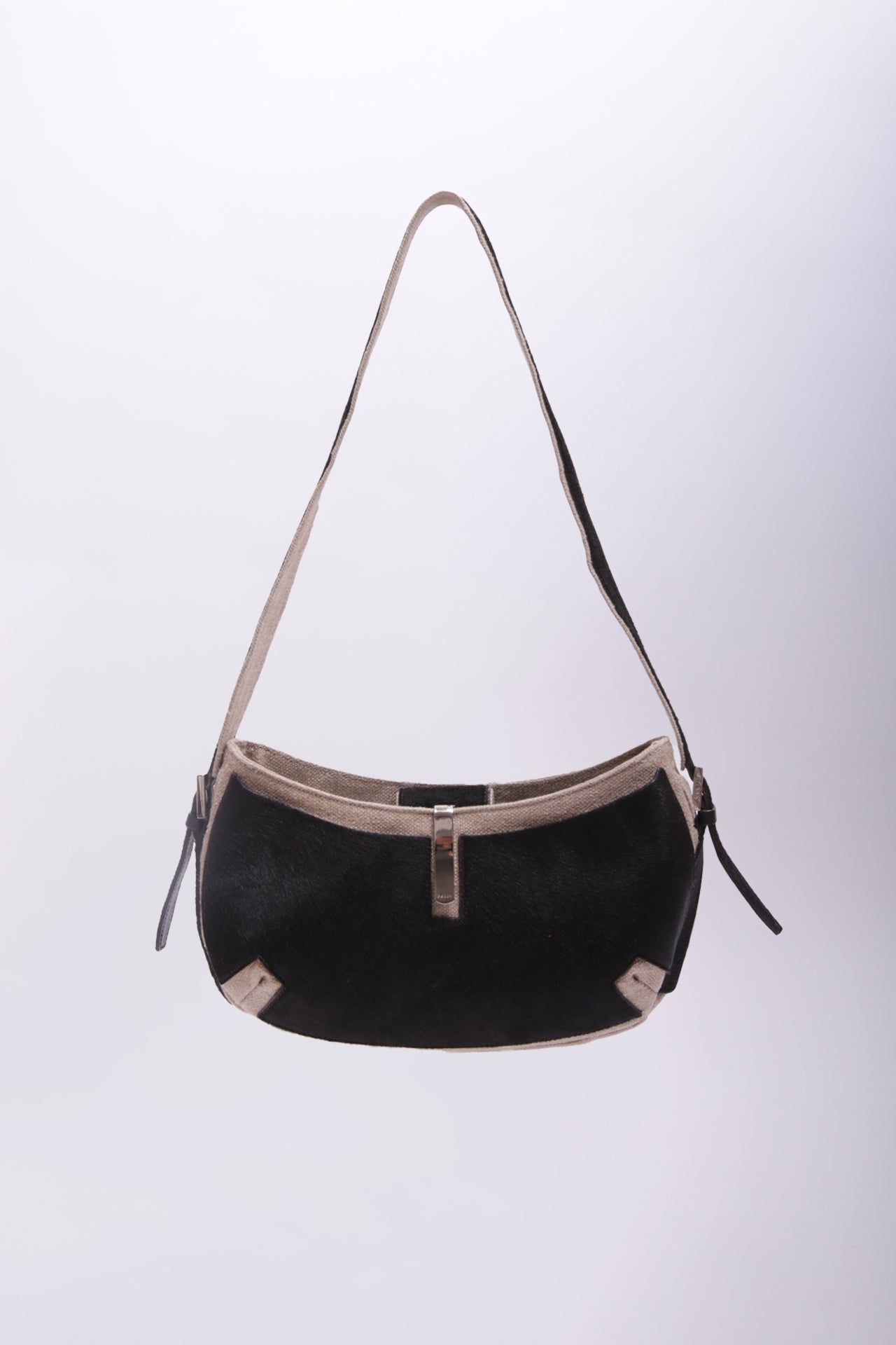 Bally canvas and furry leather crossbody bag