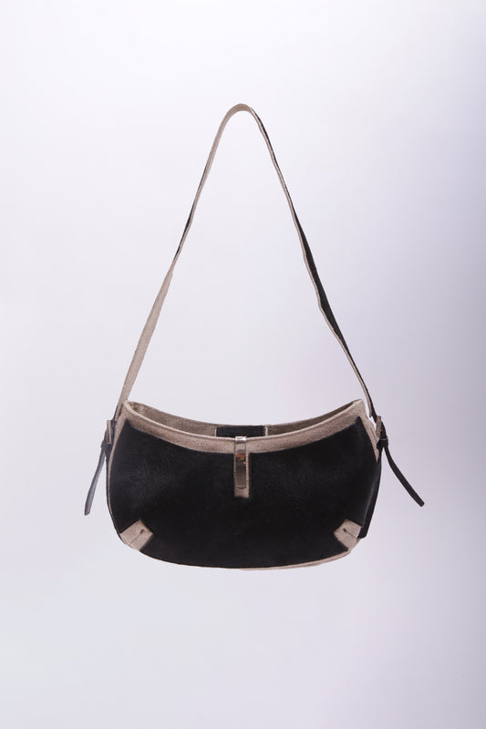 Bally canvas and furry leather crossbody bag