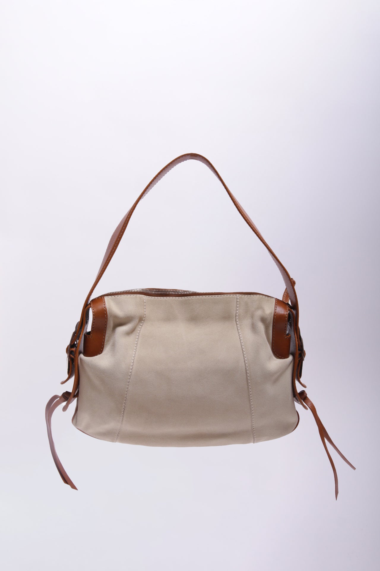 Dolce and Gabbana suede shoulder bag with brown handle