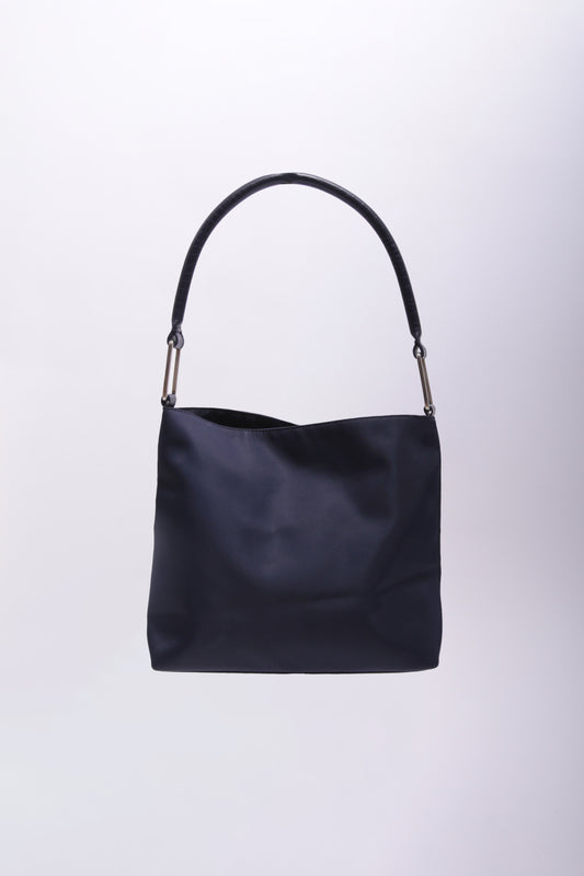 Max Mara nylon shoulder bag with textured leather handle