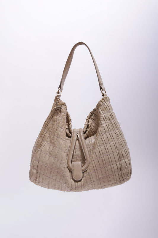 Bally textured leather shoulder bag in beige