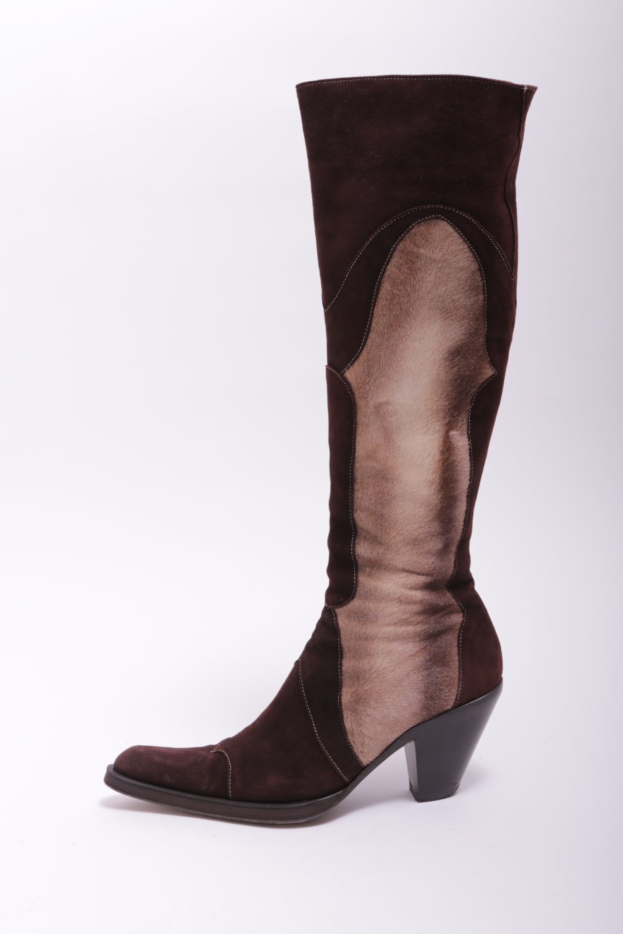 Gianni Bravo leather knee high boots with furry leather areas