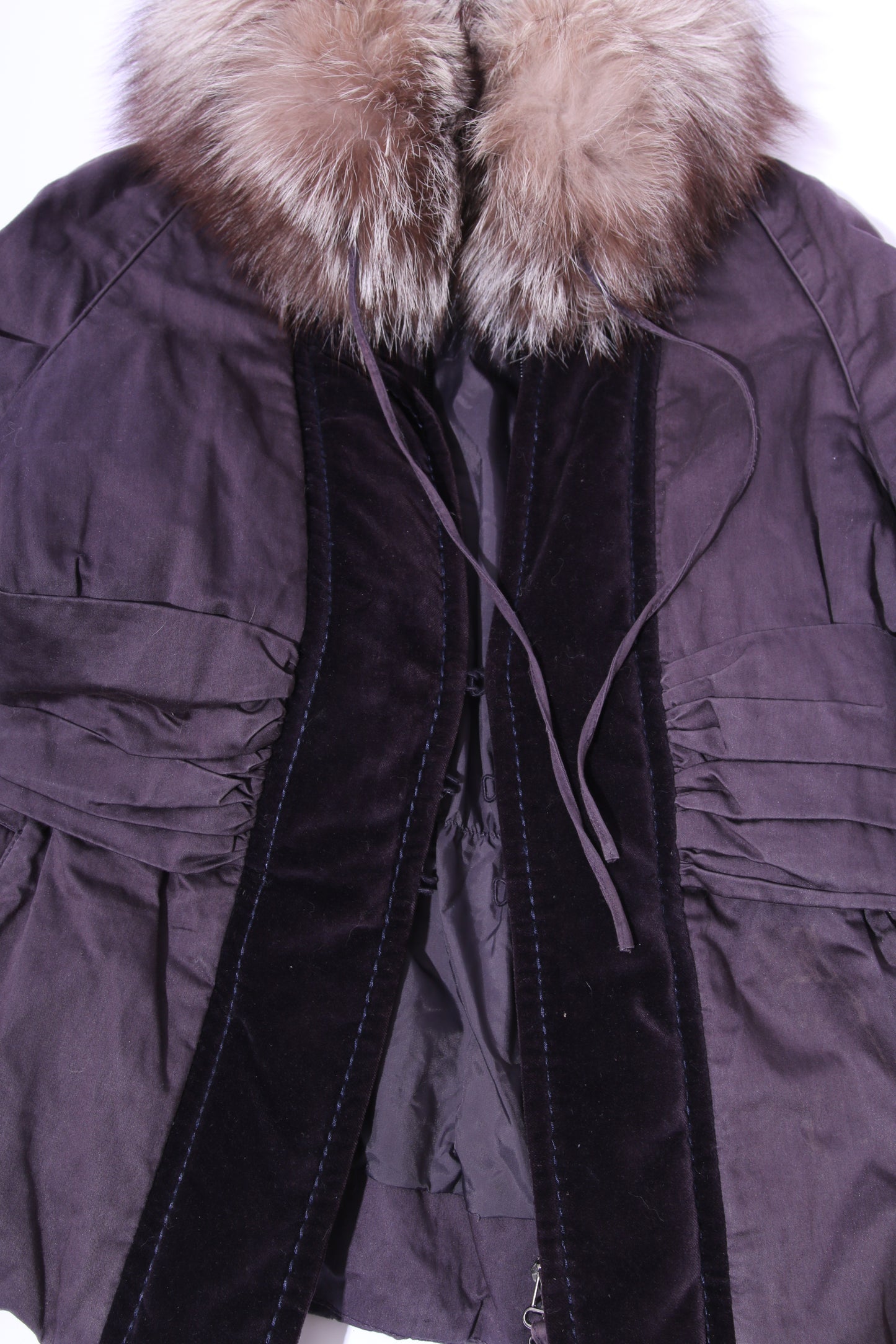 Gianfranco Ferre 00's cotton coat with fox fur collar