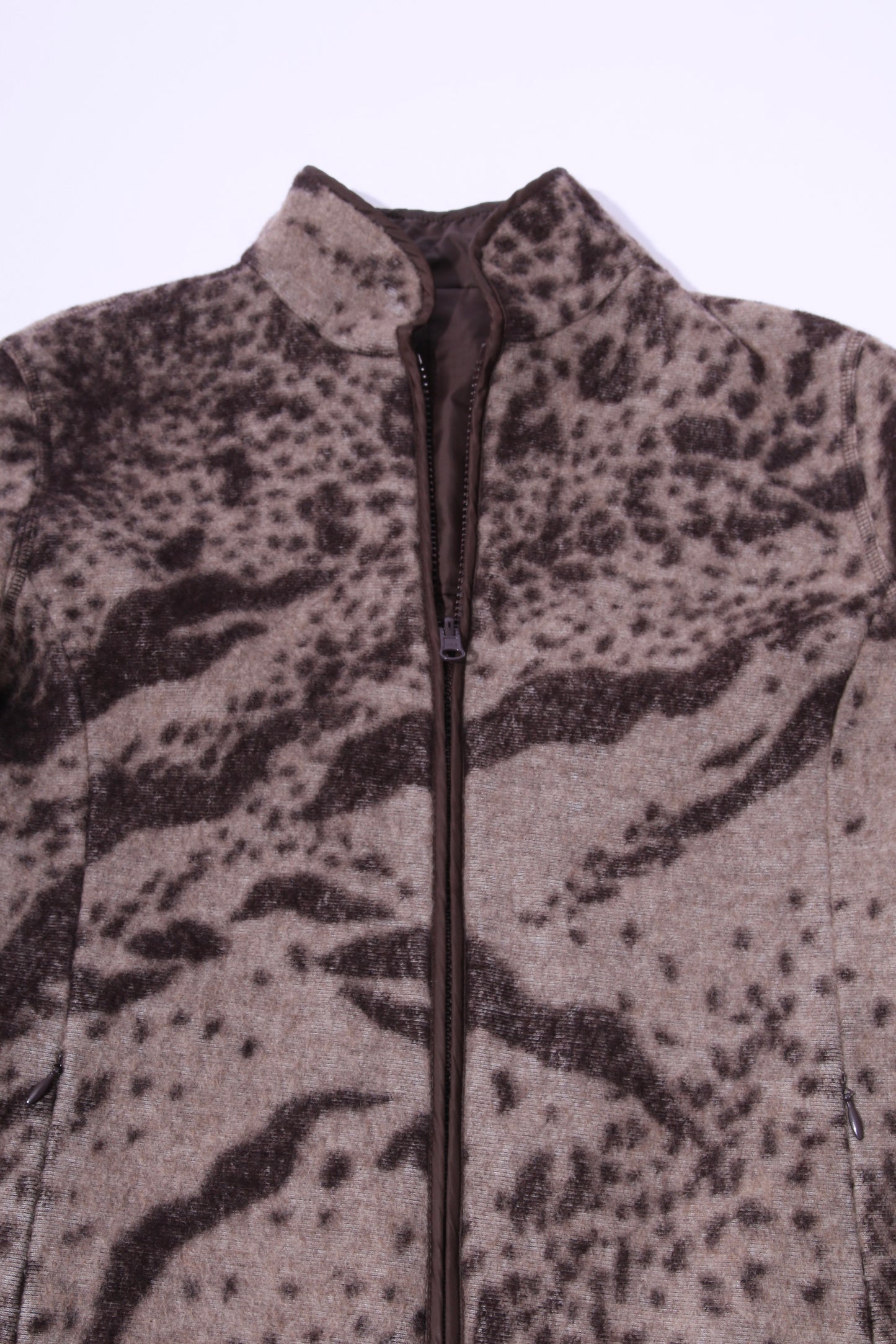 2WAY fleece and nylon animal print jacket