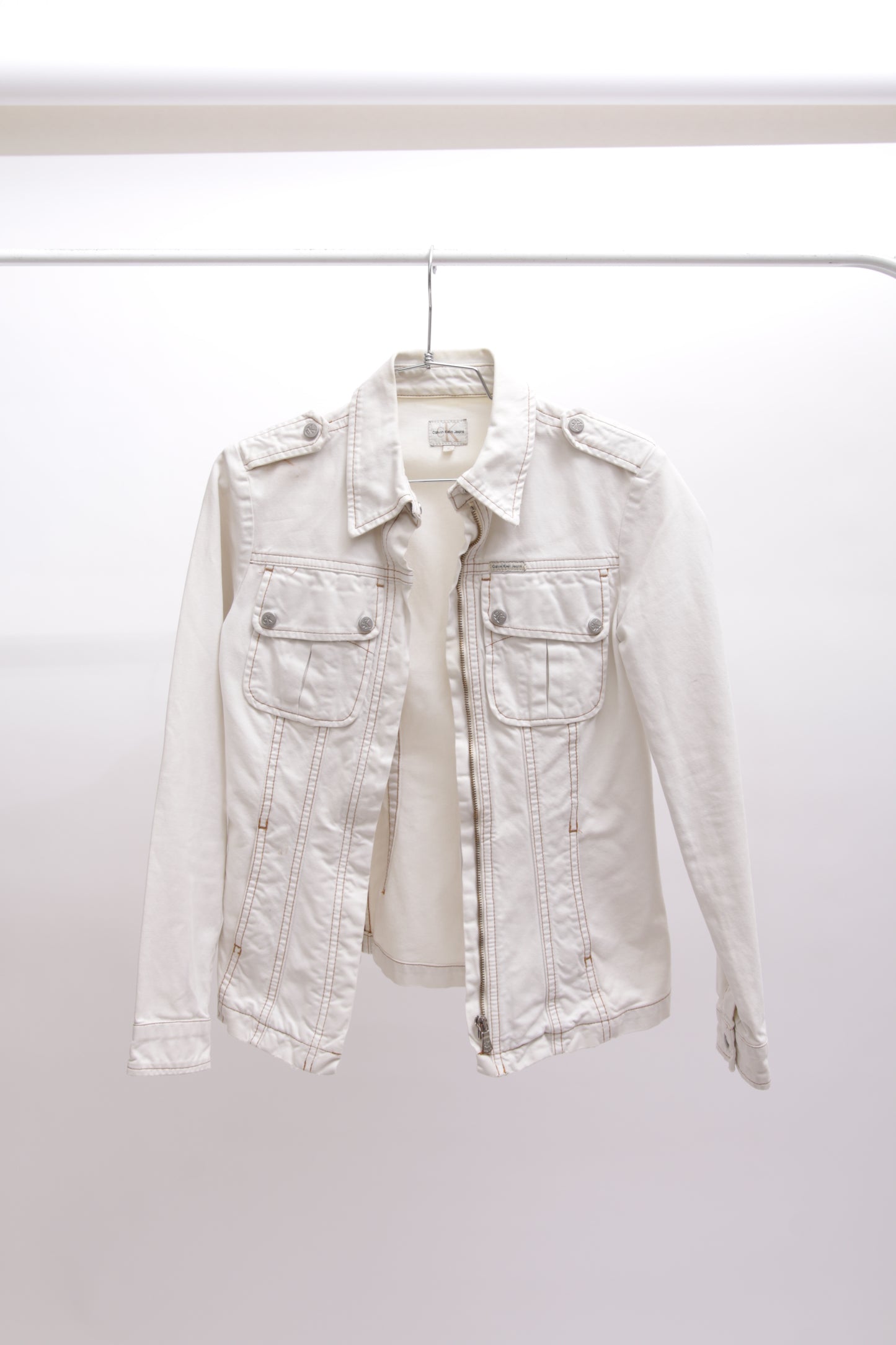 Calvin Klein 00's white denim jacket