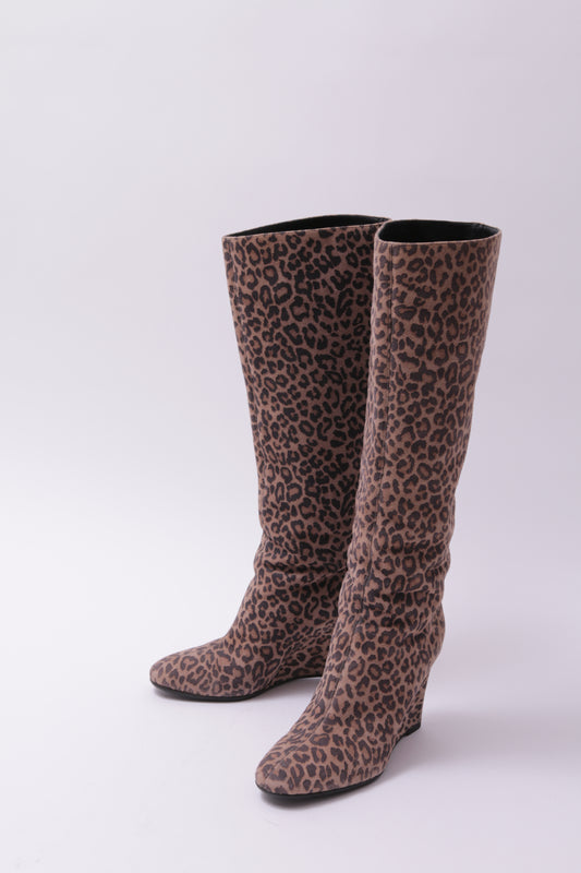SERGIO ROSSI full covered leopard leather heels
