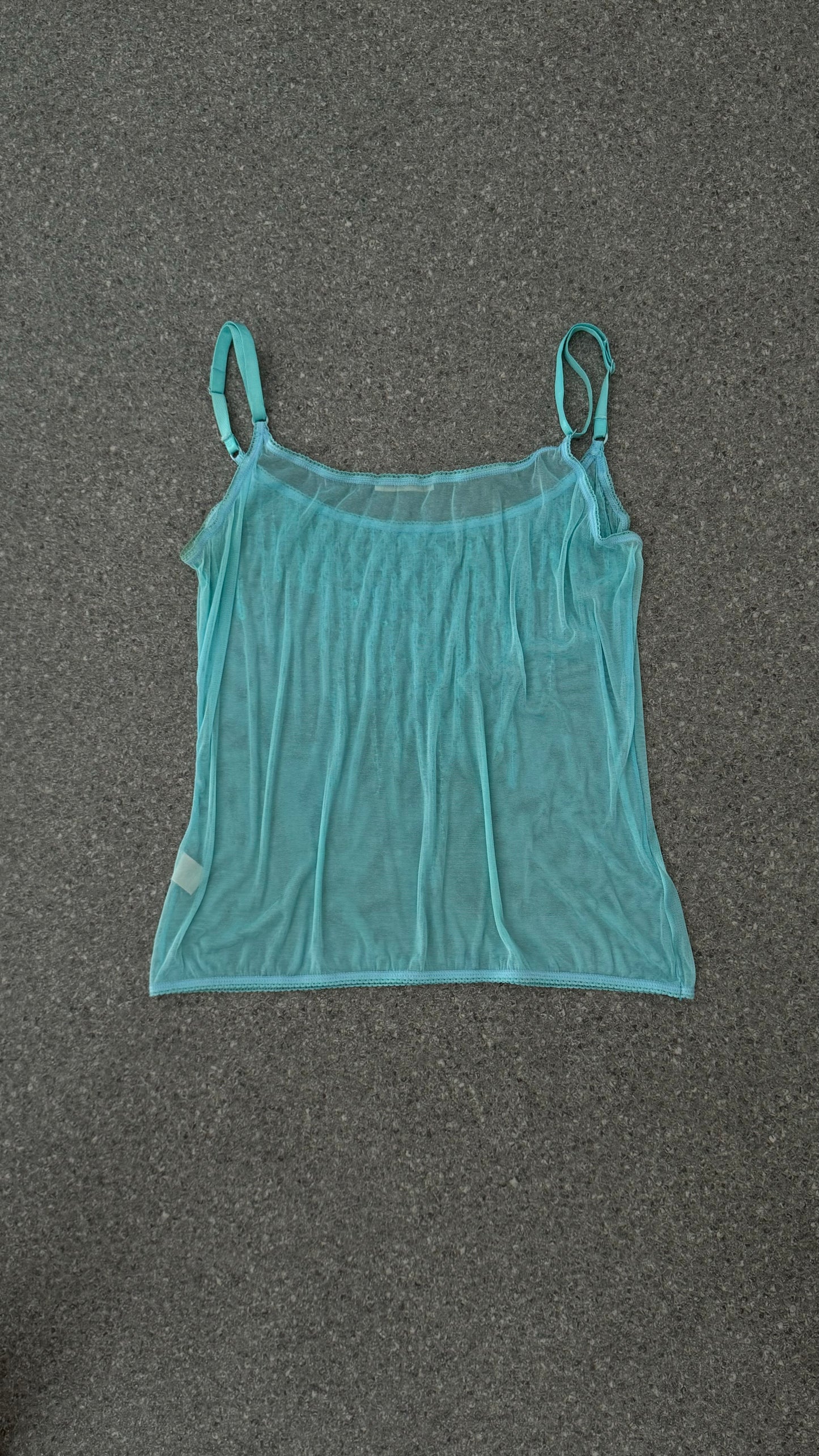 Roberto Cavalli cyan mesh cami with sequins