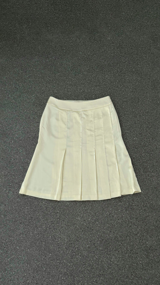 Trussardi cream pleated satin skirt