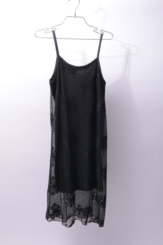 Black floral mesh dress