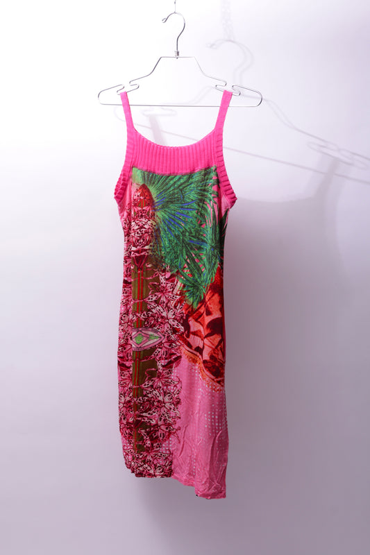 Jungel printed stretchy dress with rib cleavage
