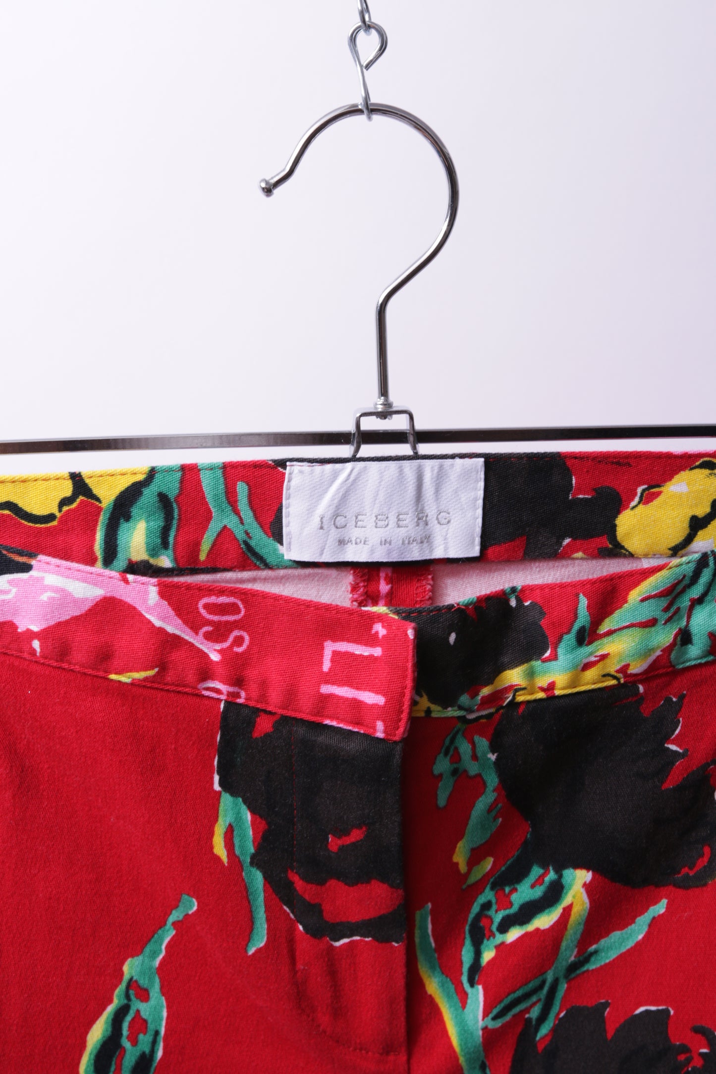 Iceberg 00's printed cotton pants in red