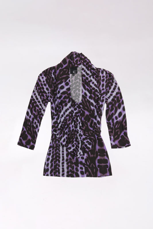 JUST CAVALLI printed lycra top with draped cleavage