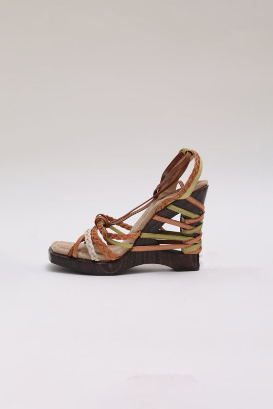 Vintage 2000's leather sandals with wooden heels