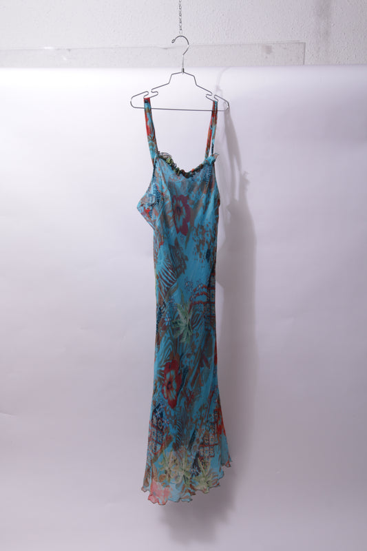 Vintage chiffon printed long dress