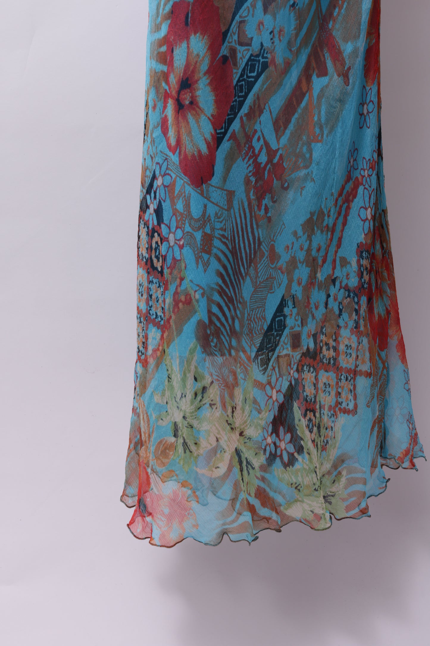 Vintage chiffon printed long dress