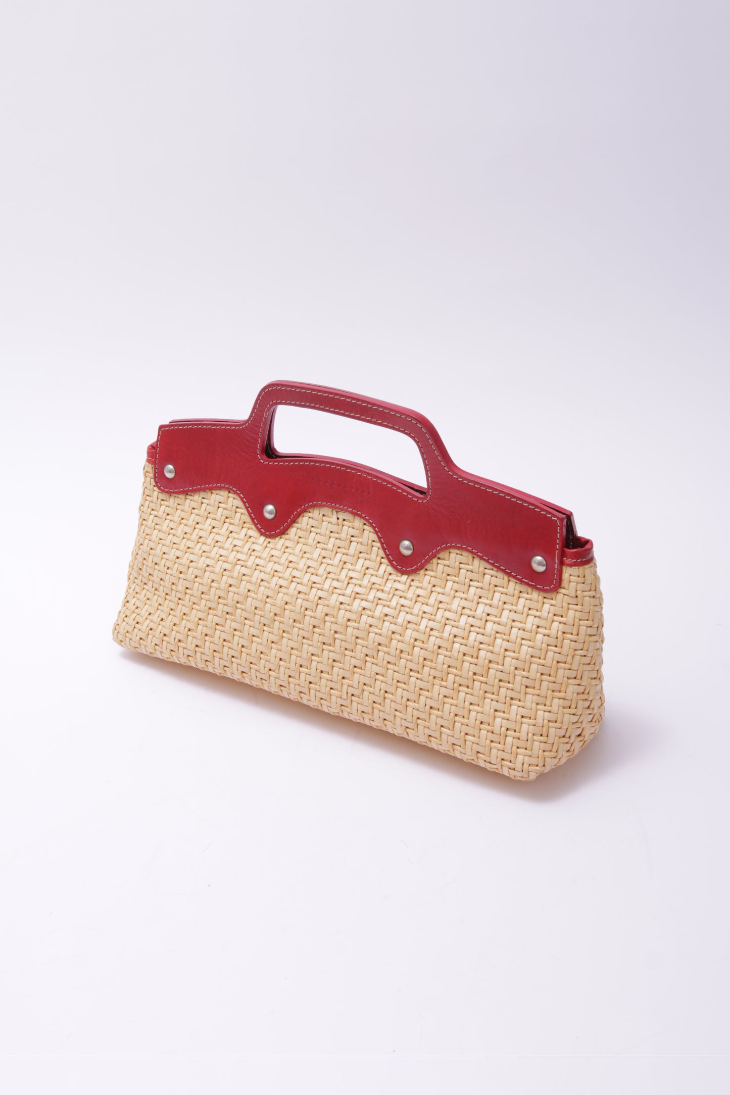 COCCINELLE red leather and straw handbag