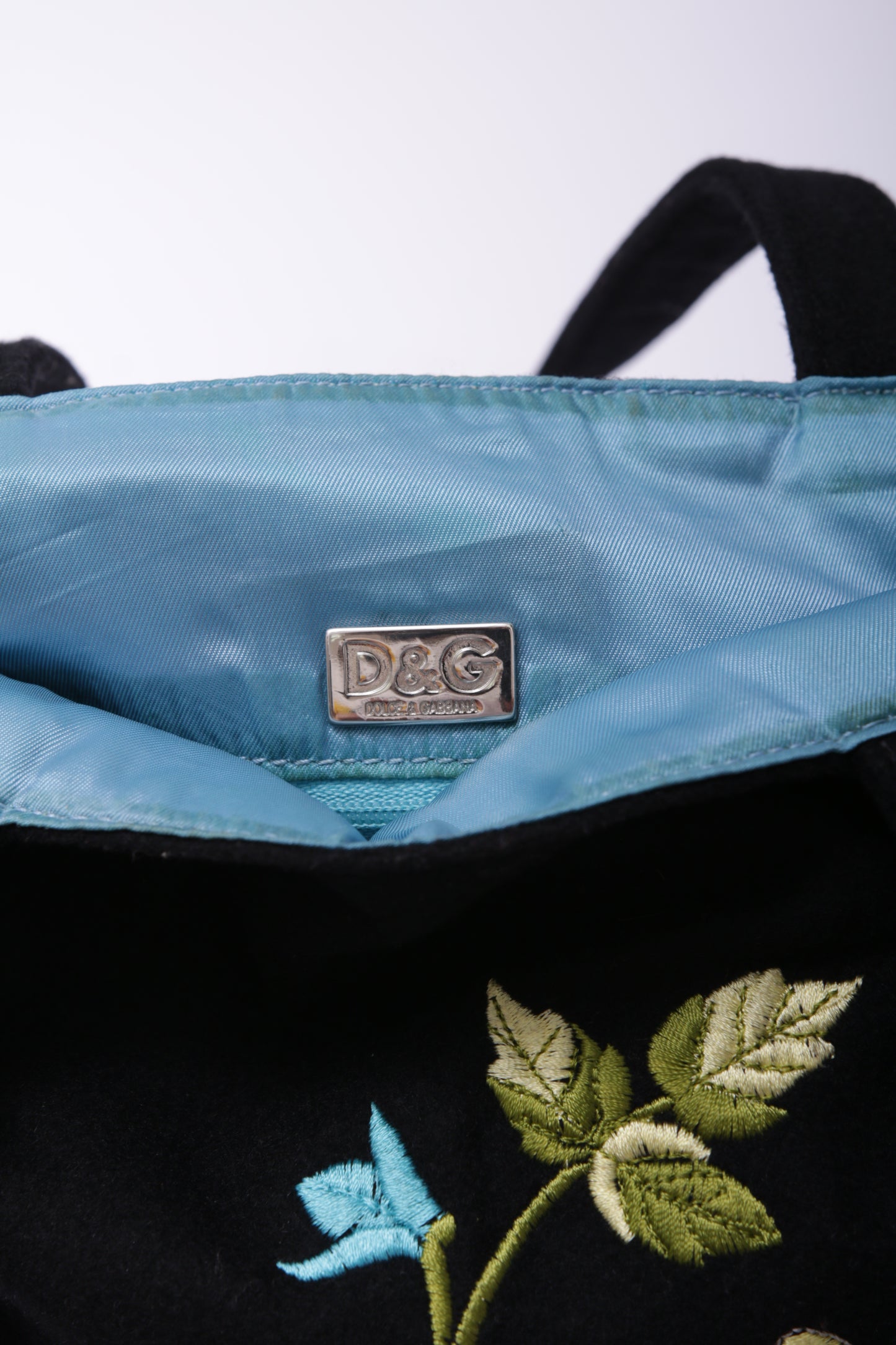 D&G flower embroidery fabric shoulder bag