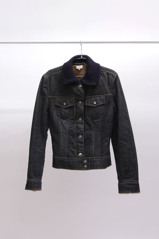 CALVIN KLEIN denim oversized jacket with knitted collar