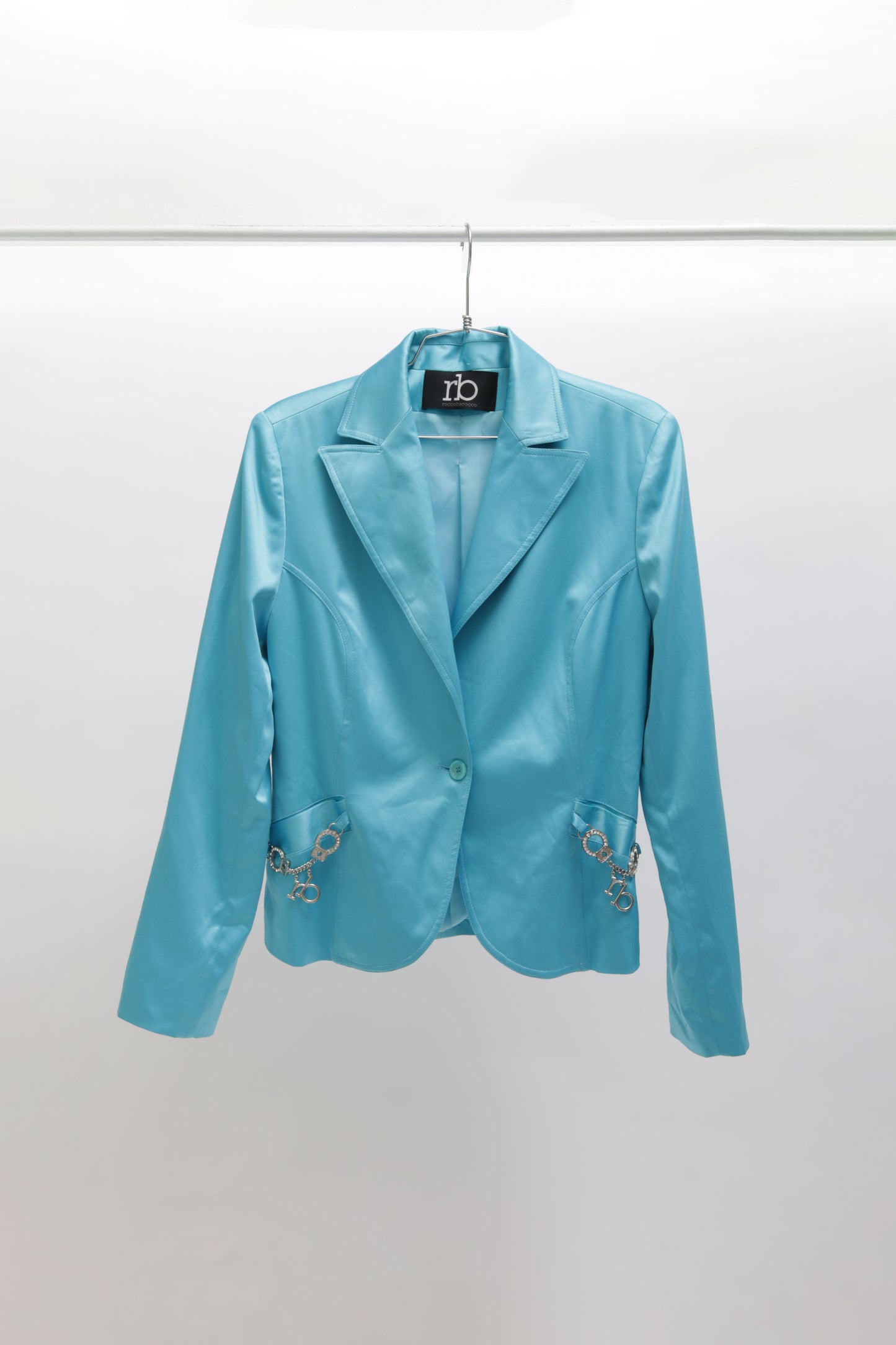 Roccobarocco cyan satin jacket