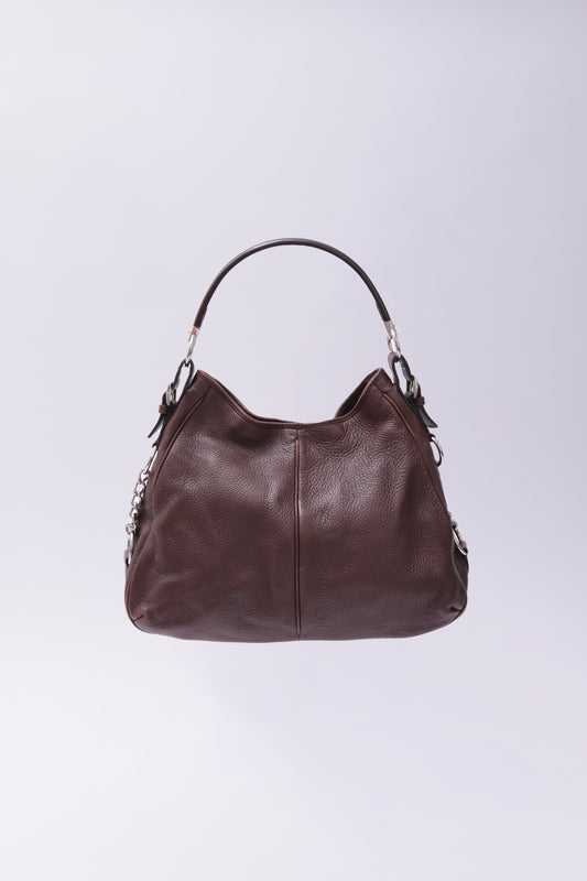 SERGIO ROSSI brown leather handbag with plastic handle