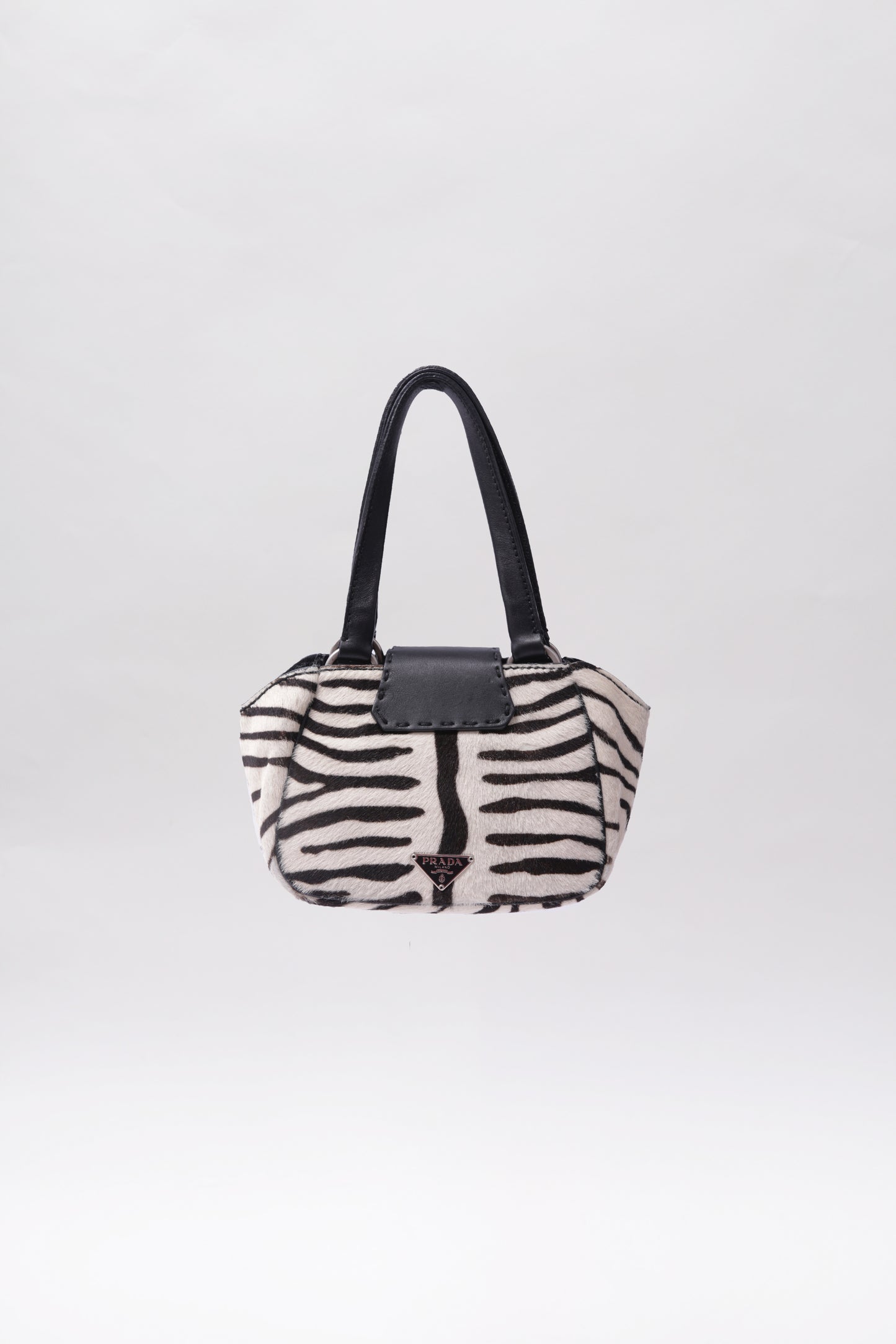 Prada 2003 furry leather mini bag zebra print